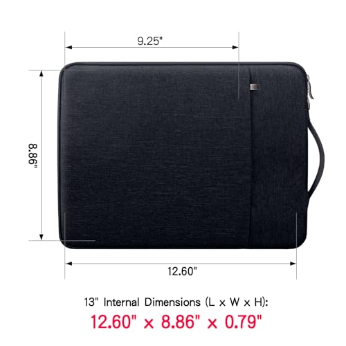 RAINYEAR 13.3 inch Laptop Sleeve Carrying Case with Handle & Pocket, Black | Protective Padded Polyester Laptop Sleeve Case Briefcase for 14 inch MacBook Pro/Max 13.3 Inch MacBook Pro/Air Computer PC - color: Black, size: 13"-13.3"