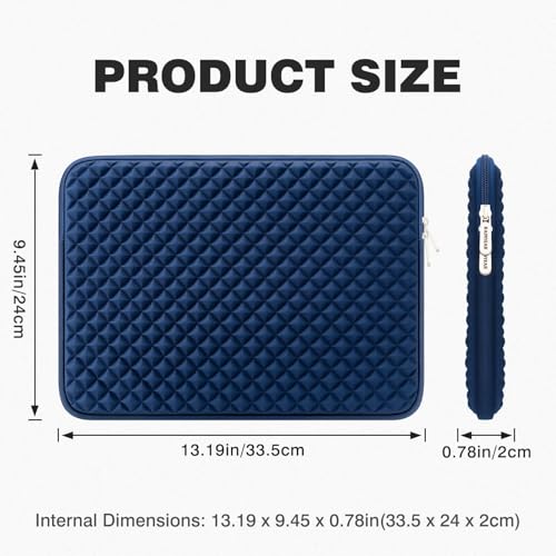 RAINYEAR 13 Inch Laptop Sleeve Shockproof Diamond Foam Case, Navy Blue | Protective Soft Fluffy Lining Case for 14'' MacBook Pro/Max 13.3" MacBook Air/Pro M1 M2 M3 M4 M5 13.3" PC Notebook Chromebook - color: Navy Blue, size: 13"-13.3"