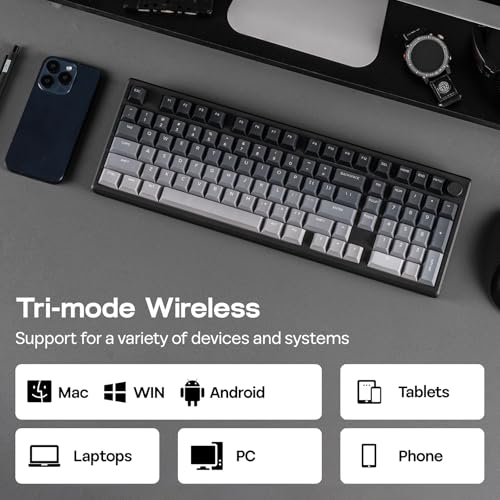 EPOMAKER Galaxy100 Lite QMK/VIA Gaming Keyboard with 8000mAh Battery | 1800 Aluminum Mechanical Keyboard with Numpad, USB-C/BT/2.4Ghz, Hot-Swap, Creamy Sound (Black, Marble White Switch) - color: Black, size: Marble White Switch