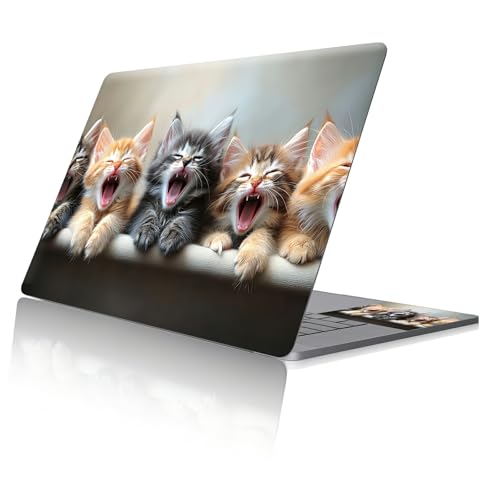 Reusable Universal Laptop Skin Sticker, Cut to Fit for 11.6–15.6 Inch Laptops, Waterproof Protective Film, No-Residue - Happy Kittens - color: Happy Kittens