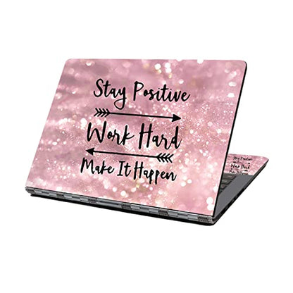 Laptop Skin Sticker,13.3 14 15 15.4 15.6 inch Laptop Skins,Universal Vinyl Decal,Dustproof Scratch Resistant Reusable Cover Protector with Free 2 Wrist Pads (Pink Letter) - color: Pink Letter
