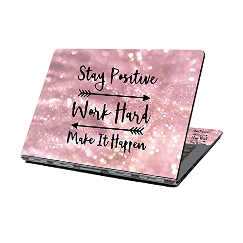 Laptop Skin Sticker,13.3 14 15 15.4 15.6 inch Laptop Skins,Universal Vinyl Decal,Dustproof Scratch Resistant Reusable Cover Protector with Free 2 Wrist Pads (Pink Letter) - color: Pink Letter