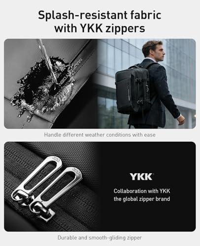 Muzee MARK RYDEN Expandable Travel Backpack 42L, TSA-Approved Anti-Theft Backpack with USB Charging Port, Business Laptop Backpack for Men Fits 17-inch Laptop, Water-Resistant Carry-on Luggage