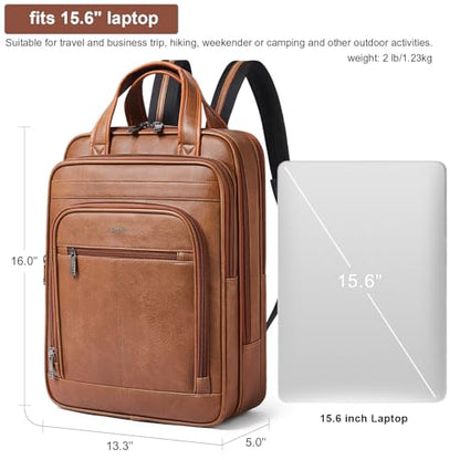 Shrrie 15.6" Laptop Backpack,Business Work Backpack Briefcase,Durable Computer Backpack for Office,Travel,College,Two-toned Brown - color: Two-toned Brown