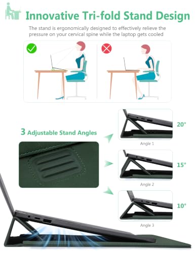 HYZUO 13 Inch Laptop Case Sleeve Bag with Adjustable Stand, Midnight Green | for MacBook Air 13 M5 A3449 M4 M3 M2 M1 2026-2018, 13" MacBook Neo 2026, MacBook Pro 13 M2 M1 2026-2016, Surface Pro, XPS 13 - color: Midnight Green, size: 13 Inch