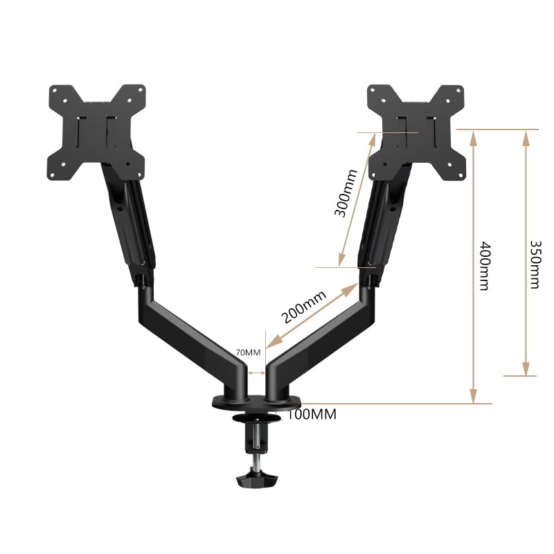 AEONS Dual Monitor Stand up to 32 inches Screen, Load-Bearing Max 22 lbs Each Gas Spring Pneumatic Arm, Adjustable Dual Monitor Mount, Max VESA 100x100mm, Black - style: Dual Gas Arm, Black