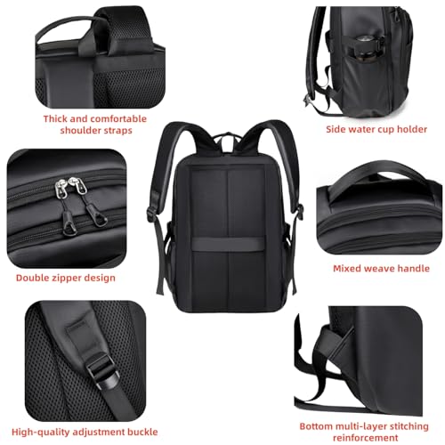 Casual laptop backpack, travel laptop backpack, water-resistant, suitable for work, travel, commuting, Daily. (Black) - color: Black