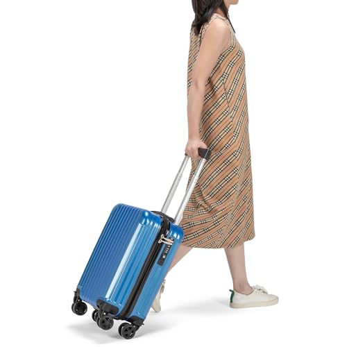 Personal Item Suitcase 18x14x8 Inches Hardside Built In TSA Lock & USB Port Lightweight Luggage Silent Double Spinner Wheels Maximum Underseat Carry-On Bag For Spirit and Frontier (Royal Blue) - color: Royal Blue