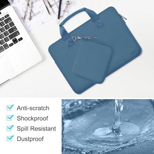 Hseok Laptop Sleeve 13.3-14 inch Case with Small Pouch, Neoprene Computer Bag Compatible with MacBook Neo/Pro 14 M5/M4/M3/M2/M1, Mac Air/Pro 13.3, XPS 14 and Most 13-14 inch Notebooks,Haze Blue - color: Haze blue, size: 13"-14"