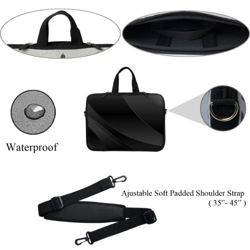 Meffort Inc 13 13.3 Inch Neoprene Laptop Sleeve Bag with Hidden Handle & Shoulder Strap Fits Up to 13.3 Inch Size Notebook Computer - Gary Black Design