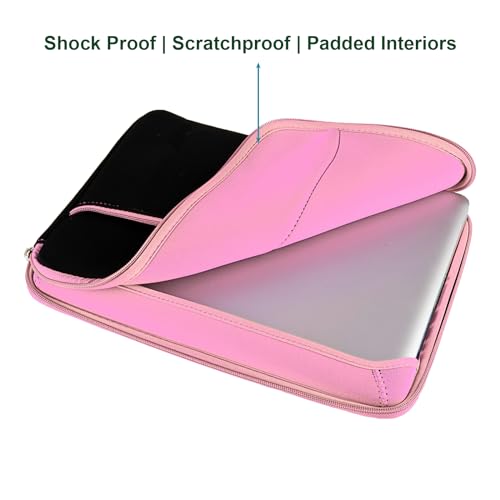 Travel Neoprene 13" Laptop Sleeve with Water Resistant Protection, Front Pocket - Compatible with SurfaceBook (Baby Pink) - color: Black/baby Pink