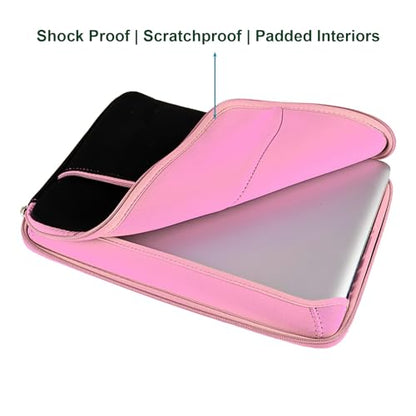 Travel Neoprene 13" Laptop Sleeve with Water Resistant Protection, Front Pocket - Compatible with SurfaceBook (Baby Pink) - color: Black/baby Pink