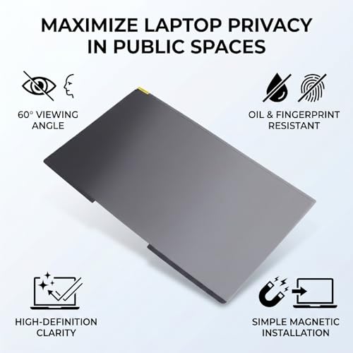 13.3 Inch Laptop Privacy Screen Protector, Magnetic PET Filter with 60 Viewing Angle and Anti Glare AR Coating, for 16 9 Laptop Screen Privacy Protection
