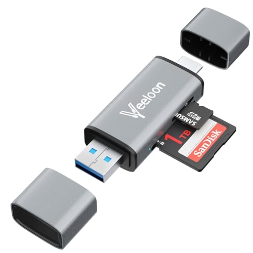 OTG SD Card Reader，Dual Slots USB 3.0 Type C to Micro SD Card Adapter, MicroSD SDHC SDXC Memory Card Viewer for Camera, Compatible with iPhone 17 16 15 Pro/Pro Max PC Computer MacBook Laptop
