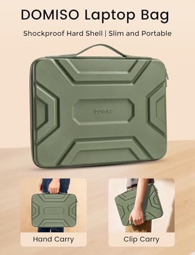 DOMISO 15.6 inch Laptop Sleeve, Shockproof and Waterproof EVA Protective Laptop Case, Laptop Sleeves for 16" MacBook Pro/Max M2 M1 2019-2023,15"-16" HP Dell Asus Laptop,Dell XPS 15, Green - color: Green, size: 15.6 inch