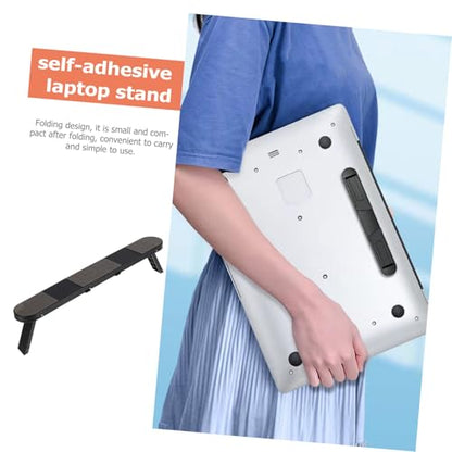 Ipetboom Portable Foldable Laptop Stand Heightened Plastic Notebook PC Holder for Travel and Home Office Use, Black Compact Computer Bracket with Folding Design