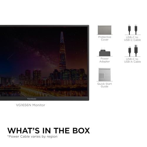 ViewSonic VG1656N 16 Inch 1200p Wireless Portable Monitor, IPS for Improved Workflows and Second Screen Productivity, Built-in Stand and Battery, 60W USB-C, and WiFi Dongle Inputs - style: 1920 x 1200