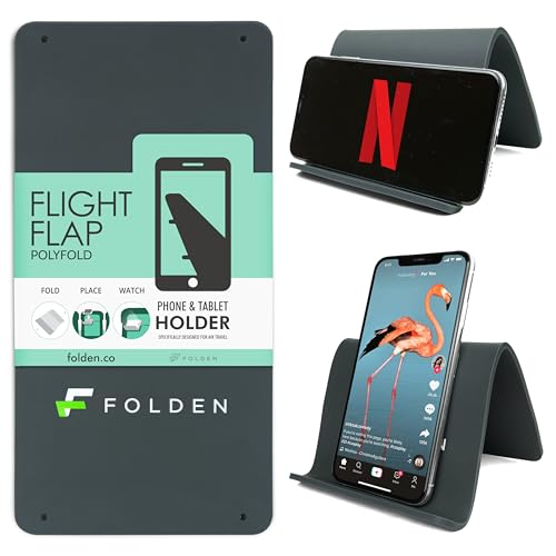 Airplane Phone Holder - Foldable Phone Stand for Plane Travel | Strong grippy silicone, 9 x 4.3 in.Tabletop Mount Desk, Plane Tray Seat back, Treadmill, Fits iPhone Cell Phone - color: Silicone, size: Large