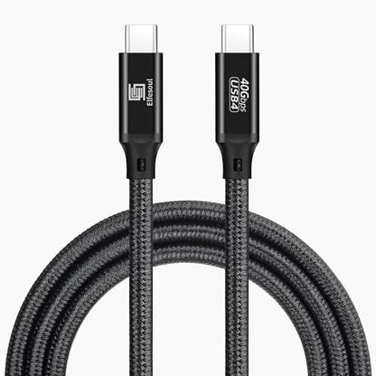 Elfesoul USB C to USB C Cable, 4.0 USB-C Cable 1.65ft, 240W, 8K HD, 40 Gbps | 8K HD Display, 40 Gbps Data Transfer, 240W USB-C Charging Cable for Thunderbolt 3/4, MacBook Pro, iPad, Nylon Braided, Black. - size: 1.65ft