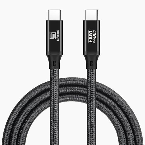 Elfesoul USB C to USB C Cable, 4.0 USB-C Cable 5ft, 240W, 8K HD, 40 Gbps | 8K HD Display, 40 Gbps Data Transfer, 240W USB-C Charging Cable for Thunderbolt 3/4, MacBook Pro, iPad, Nylon Braided, Black. - size: 5ft