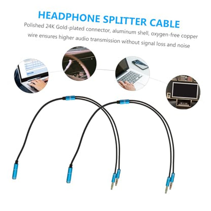 Gatuida 2pcs Y Splitter Cable Audio Extension Cord with Dual Male Headset Jack Adapter for Laptop Microphone Karaoke Live Streaming Lightweight