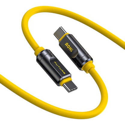 AOHI 80Gb/s USB4 2.0 Cable 3.3FT with up to 120Gbps Bandwidth Boost Dual 8K/4K Display 240W PD 3.1 Fast Charging The Future Adonis for Mac mini M4 Pro MacBook iPhone 17 Pro Max, SSD,Docking, Yellow - size: 3.3 FT