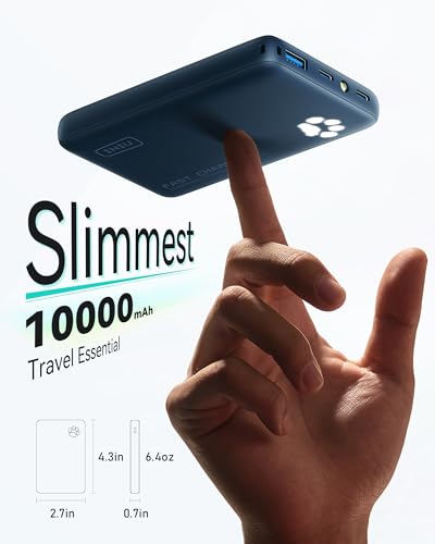 INIU 45W Fast Charging Portable Charger, Smaller 10000mAh Travel Power Bank | Flight-Safe, Detachable USB C Cable, Travel Essential, External Battery Phone Pack for iPhone 17 Samsung S26 iPad etc, Blue - color: Blue