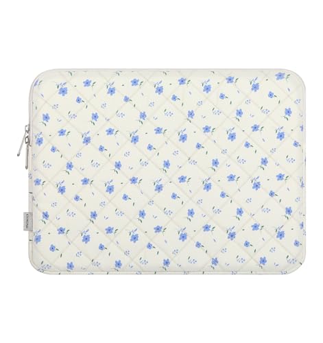 MoKo 13-14 Inch Puffy Laptop Sleeve Bag | Fits MacBook Air/Pro 13-inch M4, MacBook Neo 13-inch A18, Mac Pro 14-inch M3/M2/M1 and MacAir 13-inch M3/M2/M1, Blue Floral - color: Blue Floral, style: 13.3 - 14 Inches