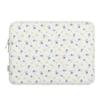 MoKo 13-14 Inch Puffy Laptop Sleeve Bag | Fits MacBook Air/Pro 13-inch M4, MacBook Neo 13-inch A18, Mac Pro 14-inch M3/M2/M1 and MacAir 13-inch M3/M2/M1, Blue Floral - color: Blue Floral, style: 13.3 - 14 Inches