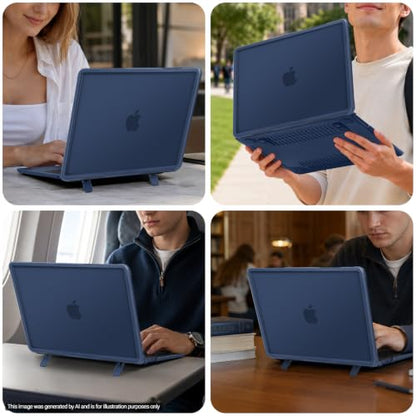 MOSISO Compatible with MacBook Air 13 inch Case M5 M4 M3 M2, Midnight | 4 in 1 Kit Anti-Crack Hard Shell with Kickstand for MacBook Air 13.6 inch Case 2026-2022 A3449 A3240 A3113 A2681 - color: Midnight