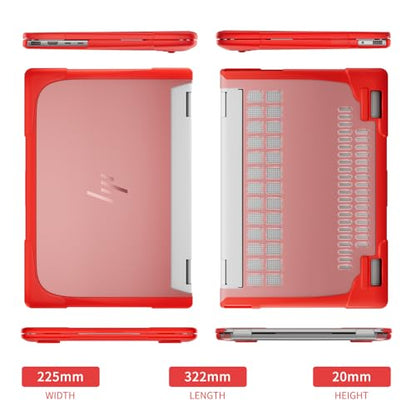 Batianda Protective Case for HP Envy x360 2-in-1 14 Inch 2024, Red | Shockproof TPU Bumper with Matte Durable Hard Shell and 360° Flip Support, Fits 14-fc0000 and 14-fa0000 Series - color: Red