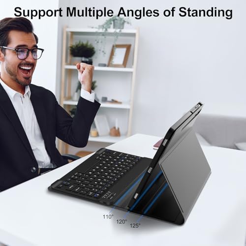 Galaxy Tab S9 FE+/ S9+ /S10+ 12.4 Inch Case with Keyboard, Detachable Bluetooth Keyboard with Pen Holder for Samsung Tab S10+ Plus/S9+ Plus/S9 FE+ Plus/S8+ Plus/S7FE/S7+ Plus 5G 12.4", Black - color: Black, size: S9FE+ 12.4"