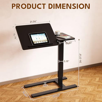 Big Big 32" W x 16" D Tilt Desktop Overbed Table with H-Shaped Sturdy Base, Stable Metal and 360° Concealed Casters, Moveable Bedside Desk for Home,Office,Hospital Use (Black) - color: Black, style: Tilt
