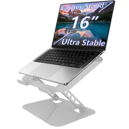 Adjustable Laptop Stand Computer Riser for Desk, Silver | Stable Metal Base, Height & Angle Adjustment, Ergonomic & Foldable, Heat Dissipation Design, Wide Compatibility - color: Silver