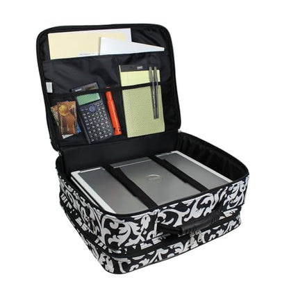 Ladies Damask Rolling Computer Laptop Bag Brief Case -- FITS A 13", 14", 15", 16" OR 17" LAPTOP (MEASURED CORNER TO CORNER DIAGONALLY)