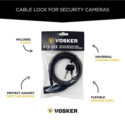 Vosker 2 Keys Cable Lock for Security Cameras | 6 Feet Long Flexible Braided Steel | Universal Locking Cable and Flexible Lock Cable (Protection Box Support)