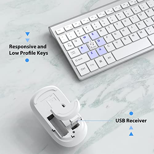 Wireless Keyboard Mouse, JOYACCES 2.4G Compact and Ultra Slim Wireless Keyboard and Mouse for Windows, Computer, Desktop, PC, Laptop-Sliver - color: silver white