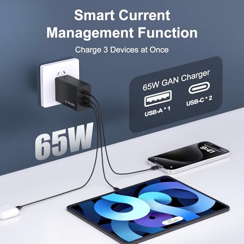 Samsung 65W 3-Port Super Fast Charging Wall Charger, GaN Adapter | for Samsung Galaxy S26 Ultra/S26/S26+/S25 Ultra/S25/S25+/S24 Ultra/S24/S24+/S23 Ultra/S23/S23+ Ultra/S22+/Z Fold 3/ laptops