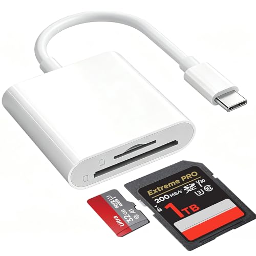USB C SD Card Reader, Type C SD Card Reader, Supports SD & MicroSD | 2 Slots Memory Card Adapters for iPhone 15 16 17 Air/iPad/MacBook/Mac, Digital Trail Camera Viewer Plug and Play - color: 2