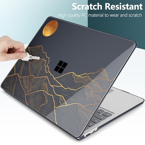 Batianda Case for Surface Laptop 13 inch 2025 2026, Golden Mountain | Fits Model 2095, Artistic Patterns Ultra-Slim Lightweight Scratch-Resistant Hard Shell with Professional Protection - color: Golden Mountain