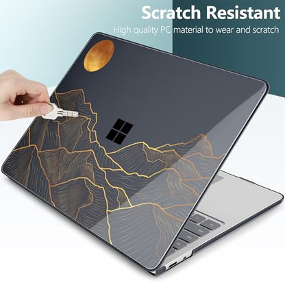 Batianda Case for Surface Laptop 13 inch 2025 2026, Golden Mountain | Fits Model 2095, Artistic Patterns Ultra-Slim Lightweight Scratch-Resistant Hard Shell with Professional Protection - color: Golden Mountain
