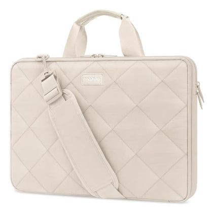 MOSISO 360 Protective Laptop Shoulder Bag, Double Layer Fluffy Padded Laptop Bag with Anti-theft Zipper - color: Sand, size: 13.3 inch