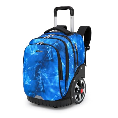 Rolling Backpack, 55L (14.5gal) Backpack with Wheels for Business, Waterproof Backpacks with Dual Handles and Silent Large Wheels, Carry on Backpack with Laptop Compartment (Blue,22 inch) - color: Blue(22 Inch)