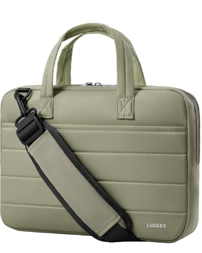 LUGGEX Laptop Bag 13-14 Inch, LTX02 360° Protective Laptop Sleeve with Shoulder Strap, Compatible with MacBook Air/Neo/Pro 13/14 Inch (LTX-Core, Green) - color: Green, size: 13-14 Inch for Macbook Air & Pro