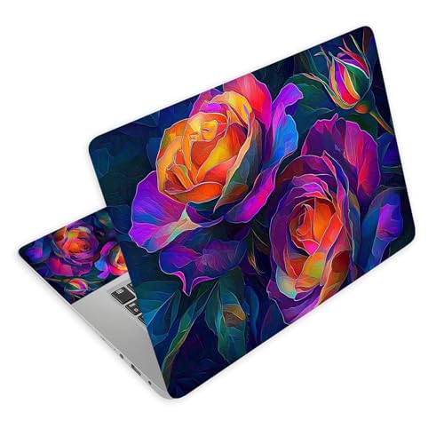 Universal Laptop Skin Decal, 3-Piece Vinyl Protector for 12 13 14 15.6" Notebook, Waterproof Anti-Scratch, Easy Trim & Bubble-Free Finish, Pair of Roses in Rich Colors - color: Pair of Roses in Rich Colors