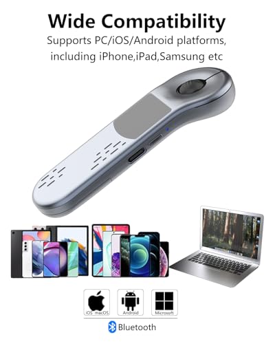Air Mouse Rechargeable Wireless Presenter with Touchpad for PC/Laptop/iOS/Android, Bluetooth Remote Control for PowerPoint/Keynote/TikTok/Camera/Kindle App (Silver) - color: Silver