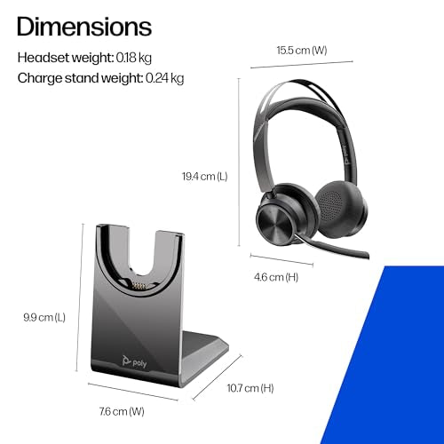 Poly Voyager Focus 2 USB-C-C Headset USB-C/A Adapter Charging Stand (A58JDAA)