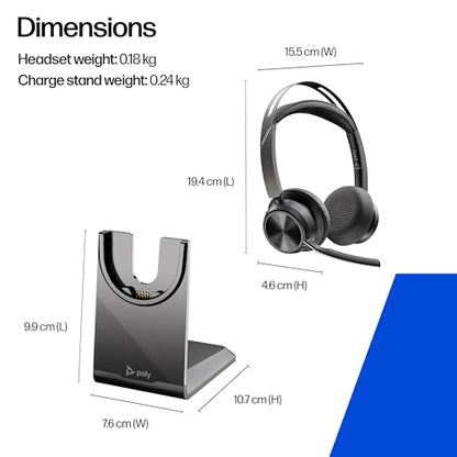 Poly Voyager Focus 2 USB-C-C Headset USB-C/A Adapter Charging Stand (A58JDAA)