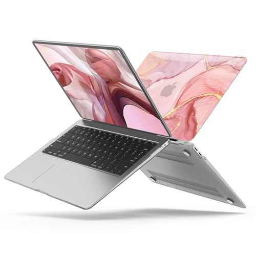 B BELK Compatible with MacBook Air 13 inch Case 2021 2020 2019 2018 M1 Chip | A2337 A2179 A1932, Plastic Laptop Hard Shell for MacBook Air 13.3 inch Case & Keyboard Cover & Screen Protector, Pink Marble - color: Pink Gold Marble