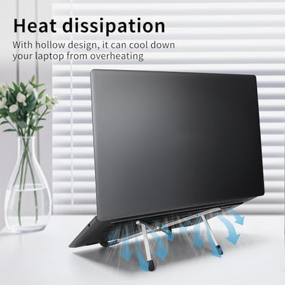 Protable Laptop Stand for Desk,Foldable Laptop Riser Holder,Ventilated Cooling Notebook Mount Computer Stand for 10-15.6” Laptops,Tablets，Aluminum - color: Silver